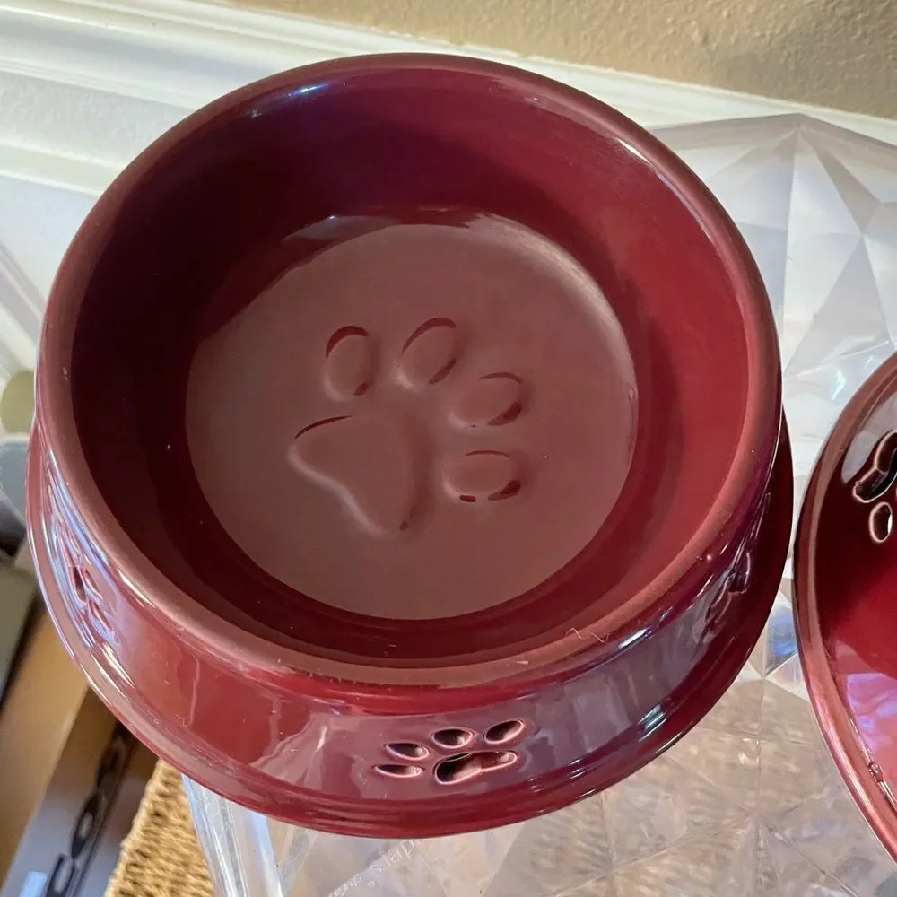 Top Paw Purple Plum Stoneware Dog Bowls